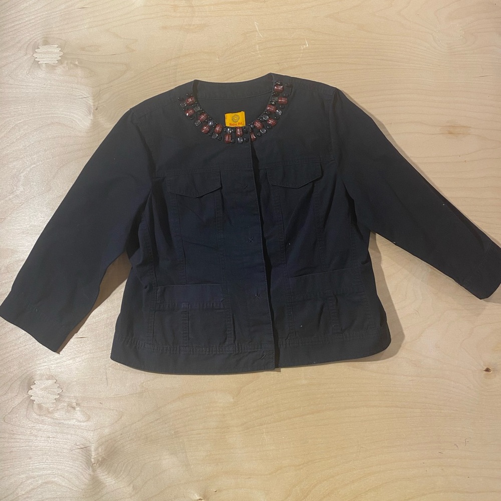 Ruby Rd. Black Utility Jacket with Red Embellishments 12P (QQ) - Picture 3 of 7
